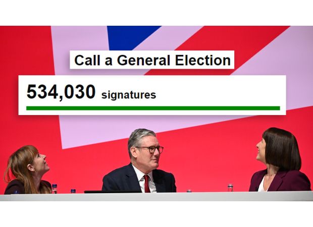 Half a million people demand a General Election shortly after Labour's victory.