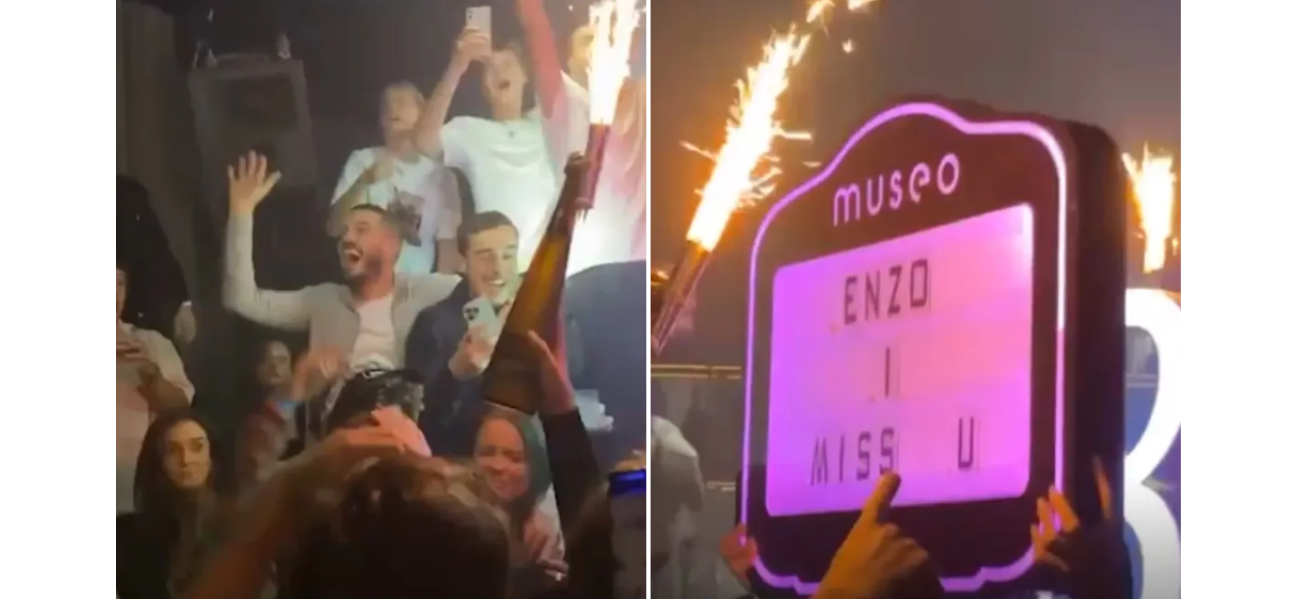Leicester City players celebrate in nightclub after Chelsea loss while standing next to a message from Enzo Maresca.