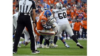 Zach Allen, a defensive end for the Broncos, will not be playing against the Raiders.