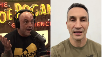 W. Klitschko accuses J. Rogan of spreading Russian propaganda on Ukraine war.