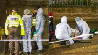 A child and adult were caught in the middle of a shooting on a London estate.