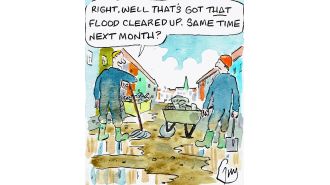 Guy Venables draws a daily cartoon for The Metro newspaper.