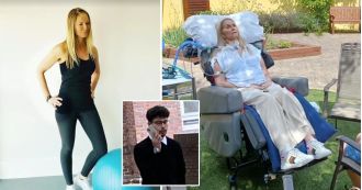 A teenager caused a crash that left a woman paralyzed after recording himself driving without hands on the wheel.