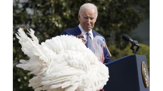 Biden pardons turkeys for last time in White House holiday season.