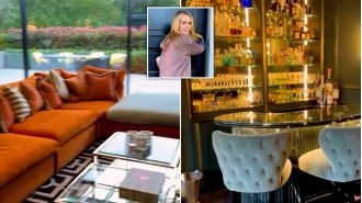 Amanda Holden shows off her newly renovated £7 million home, complete with a bold and edgy poster.