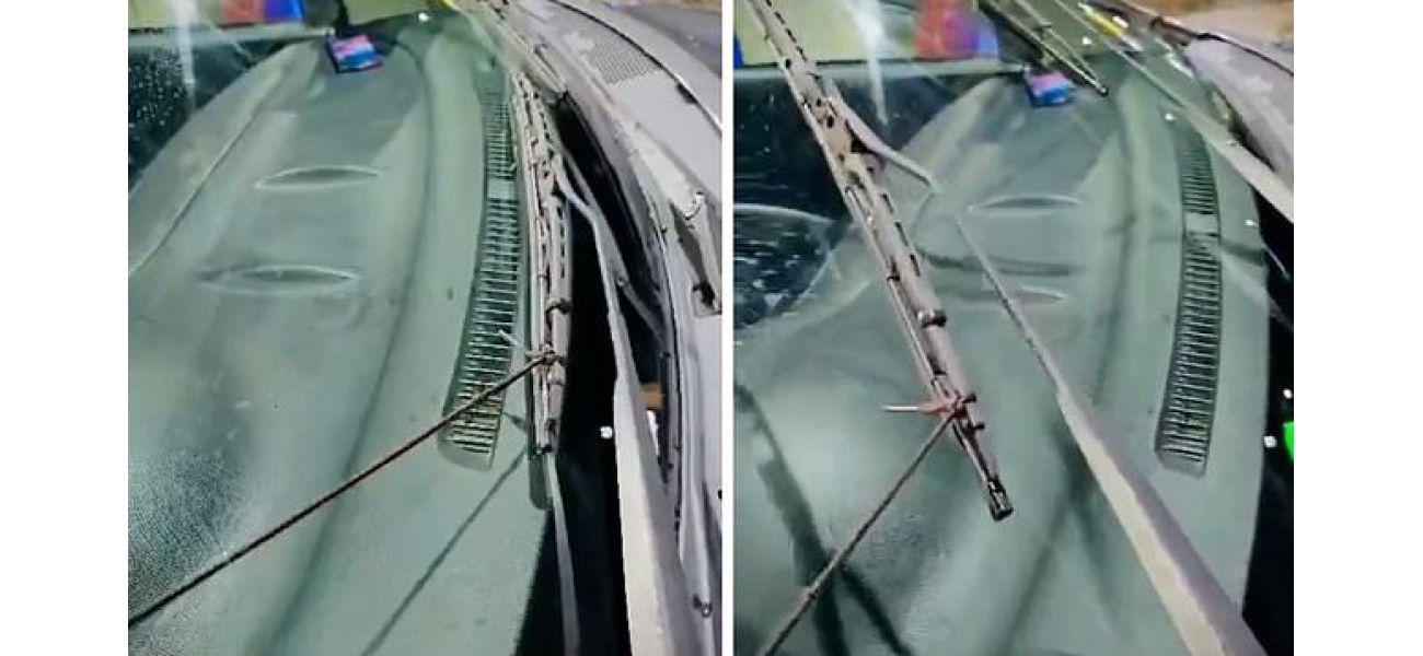 Man caught using shoelaces to control wipers during storm.