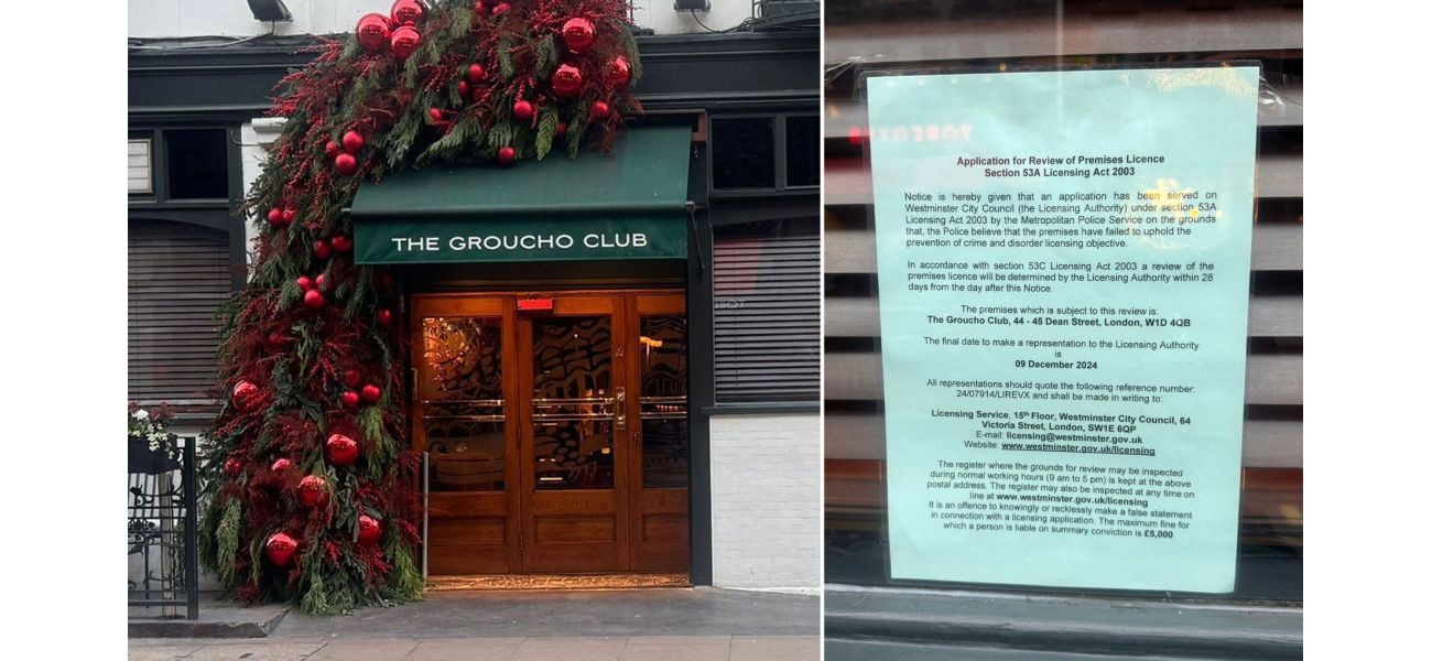 Famous London club popular with stars shut down due to accusation of serious crime.