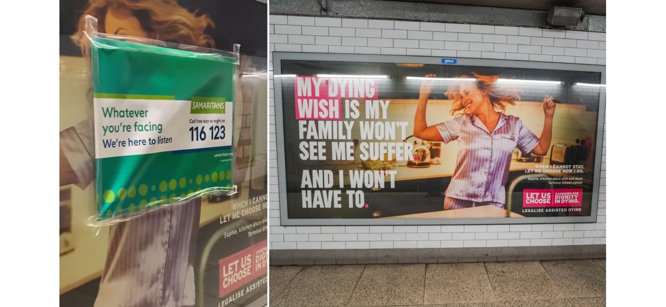 Anti-suicide ads replace assisted dying ads on Tube to hide controversial content.