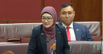Senator angrily confronts Hanson in heated exchange, calling her a disgrace to humanity.