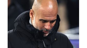 Pep Guardiola explains injury on his nose after Man City's tie with Feyenoord.