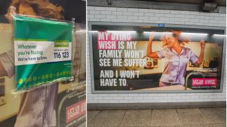 Anti-suicide ads replace assisted dying ads on Tube to hide controversial content.