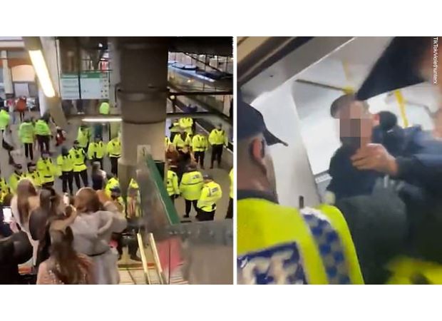 Police prevent travellers' children from entering Christmas market and make them take trains instead.