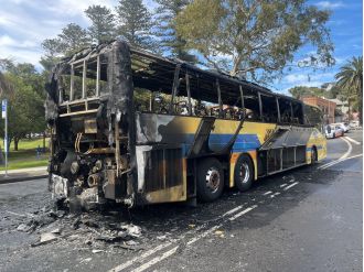 Kids get away from burning school bus in NSW South Coast