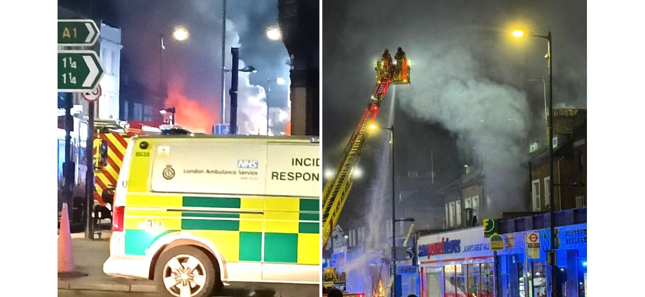 In North London, firemen save people from big fire at restaurant.