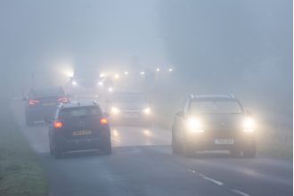 Flights in the UK cancelled due to fog warnings and grey weather conditions.
