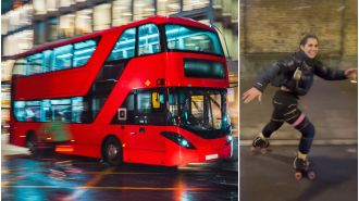 Mystery skater gains popularity after racing bus in Camden.
