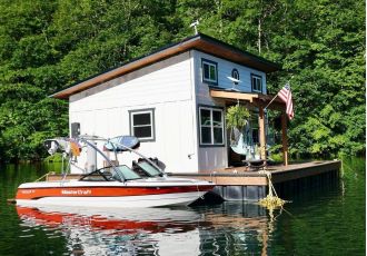 We have a £70,000 floating home that we anchor to the shore during the winter.