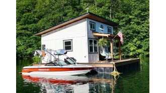 We have a £70,000 floating home that we anchor to the shore during the winter.