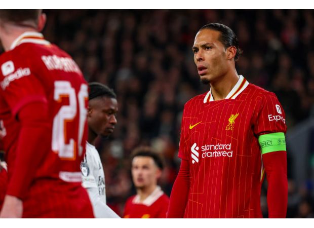 Van Dijk shuts down transfer question about Salah after Liverpool's win against Real Madrid.