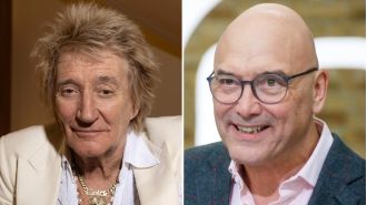 Rod Stewart criticizes reality TV star Gregg Wallace, calling him a overweight and bald bully, for embarrassing his wife Penny Lancaster.