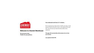 Customers waiting in virtual queue at Chemist Warehouse due to busy traffic