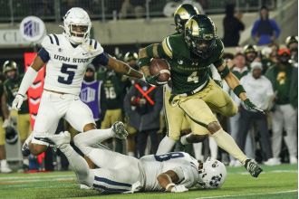 Colorado State's college football team surprises Utah State by coming back in the fourth quarter, maintaining a chance to play in the Mountain West championship game.