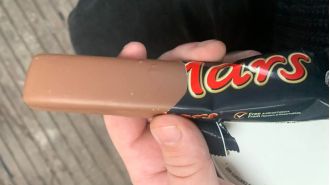 Man finds ruined chocolate bar, receives small amount of money as a consolation.