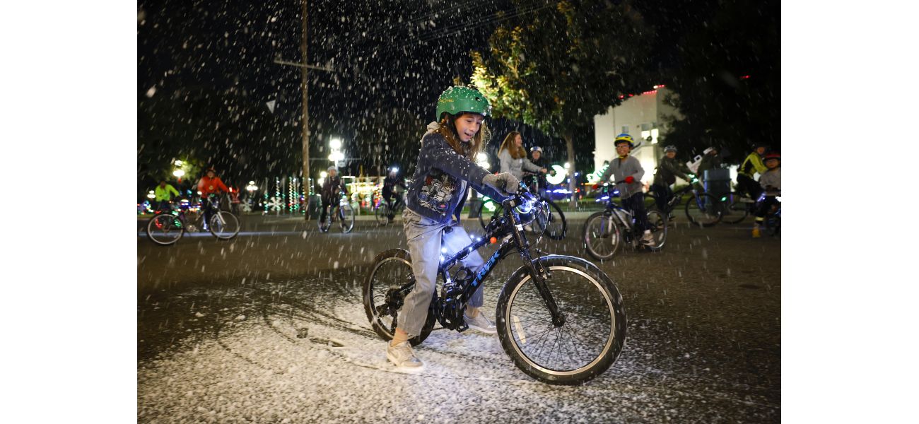 Images of bicycles at a light show in History Park.