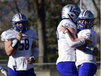 The 5th-ranked Broomfield team dominates over 1st-ranked Dakota Ridge with a 45-7 score and moves on to the Class 4A championship game.