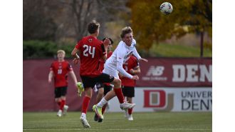DU Pioneers defeat No. 14 Indiana in NCAA Tournament with strong start, focused on winning national title.