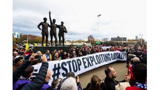 Man Utd supporters protest at Old Trafford with explicit chant directed at Jim Ratcliffe.