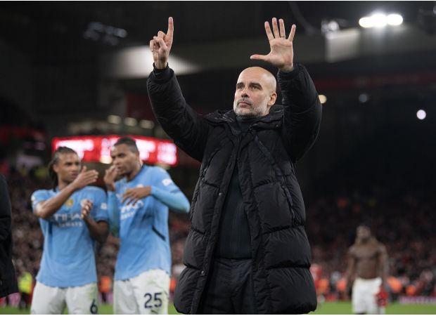 Guardiola responds to Liverpool fans' chants about sacking with a firm statement.