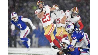 McCaffrey out of game against Bills due to knee injury.