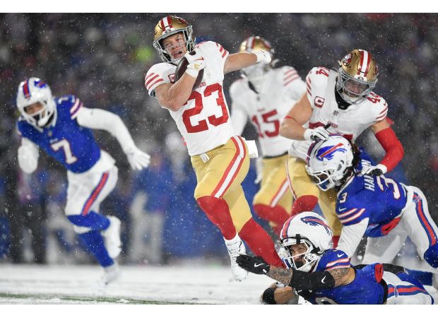 McCaffrey out of game against Bills due to knee injury.