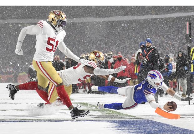 Josh Allen of the Bills caught a touchdown pass from himself against the 49ers.