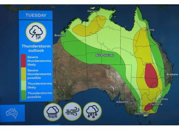 Alert for severe weather in multiple states.