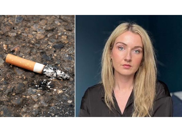 Person fined for littering with a cigarette in unknown town.