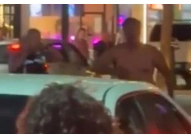 A man was tasered after attempting to hijack an Uber car while naked.