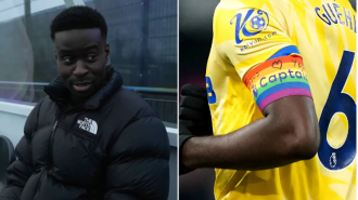 Marc Guehi of England and Crystal Palace shares the reason behind writing 'I love Jesus' on his LGBTQ+ rainbow armband.