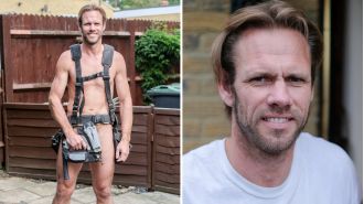 Police cornered a suspected flasher at his home, where he attempted to attack them with scissors.