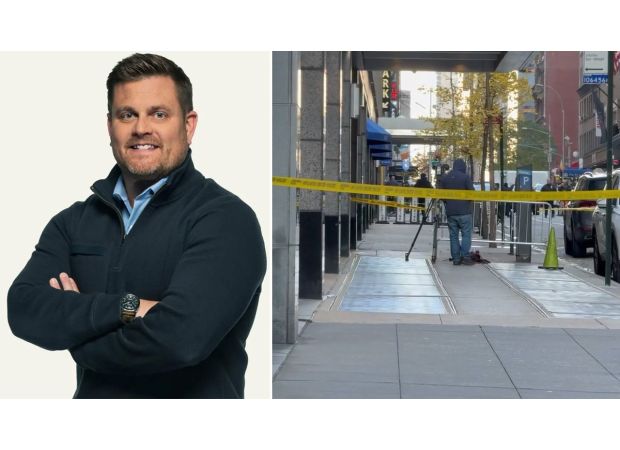 Masked gunman kills CEO outside NY hotel in tragic shooting.