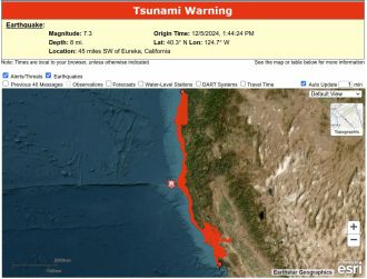 A tsunami alert has been called off following a 7.0 earthquake off the coast of California.