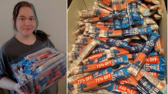 A woman was surprised to get a Too Good to Go bag filled with 106 seafood sticks.
