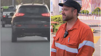 Worker pursues stolen Jeep on Queensland highway.