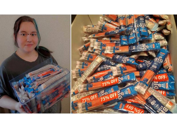 A woman was surprised to get a Too Good to Go bag filled with 106 seafood sticks.