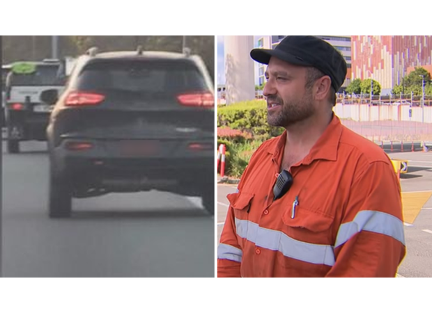Worker pursues stolen Jeep on Queensland highway.