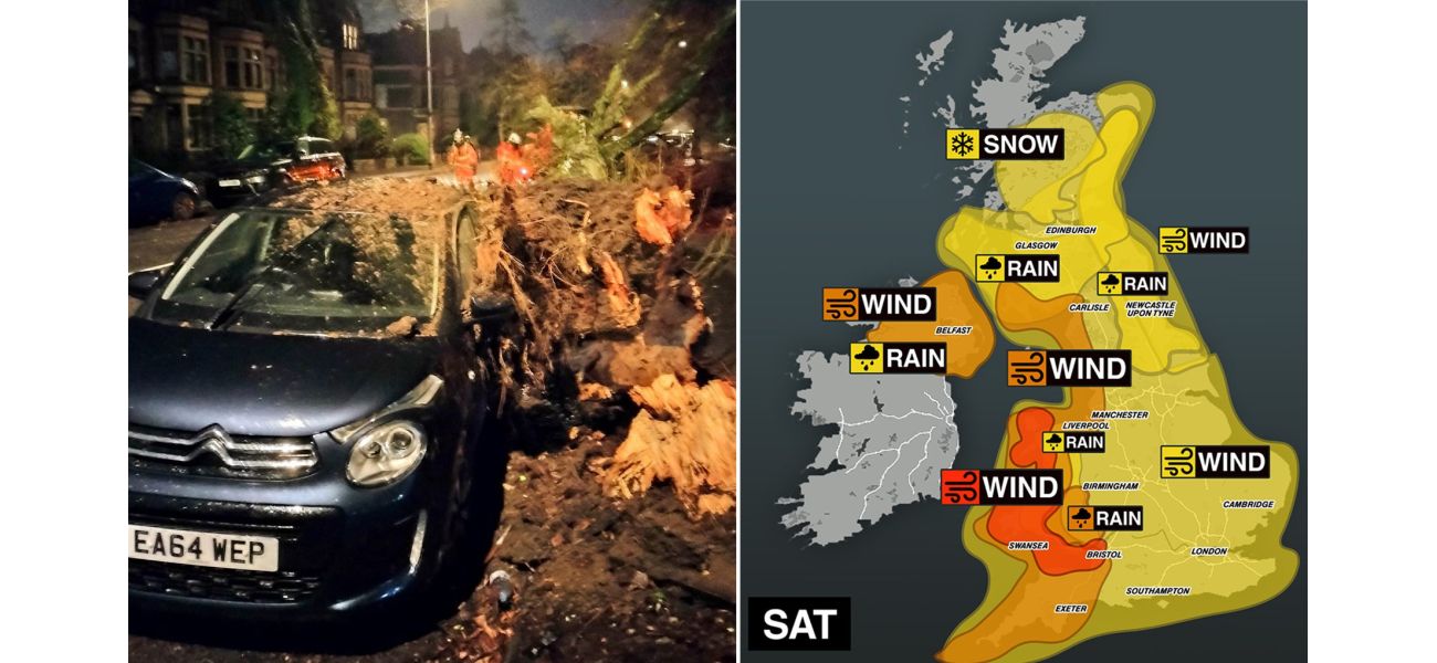 Map tracks UK's battered areas during Storm Darragh's red weather warnings.
