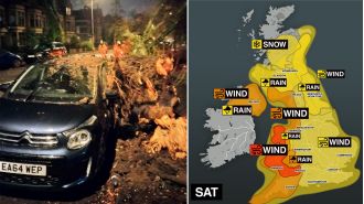 Map tracks UK's battered areas during Storm Darragh's red weather warnings.