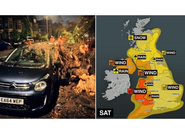 Map tracks UK's battered areas during Storm Darragh's red weather warnings.