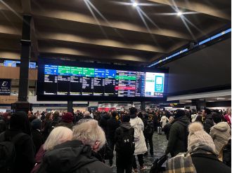 Delays and cancellations at Euston station in London due to rail disruptions.